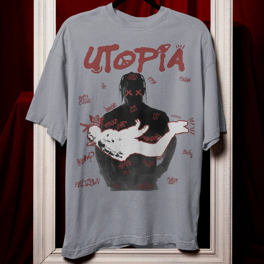 Travis scott flying utopia Unisex T-Shirt Grey Melange