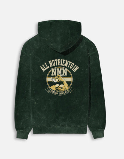 All NNN Unisex Acid Washed Hoodie Bottle Green