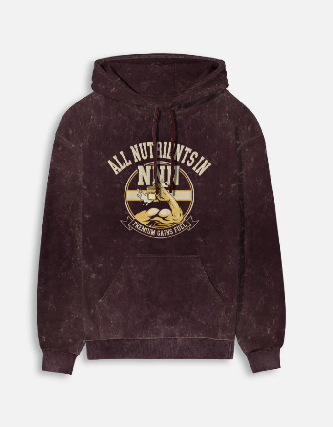 All NNN Unisex Acid Washed Hoodie Maroon
