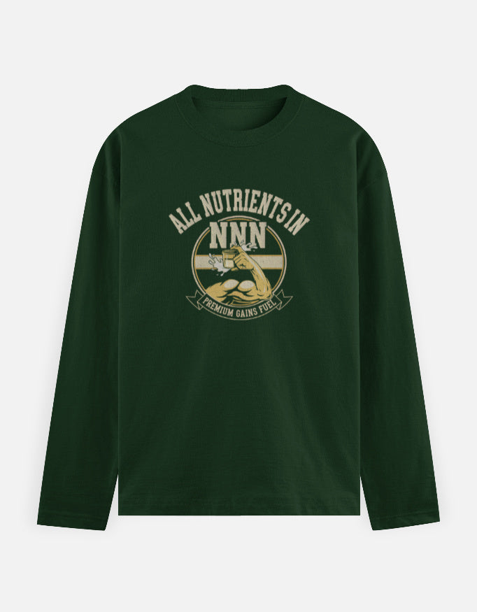 All NNN Unisex Full Sleeve T-Shirt Bottle Green
