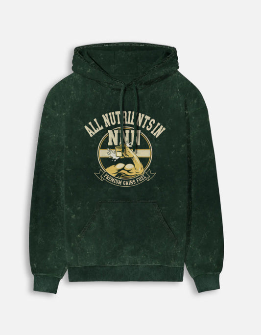 All NNN Unisex Acid Washed Hoodie Bottle Green
